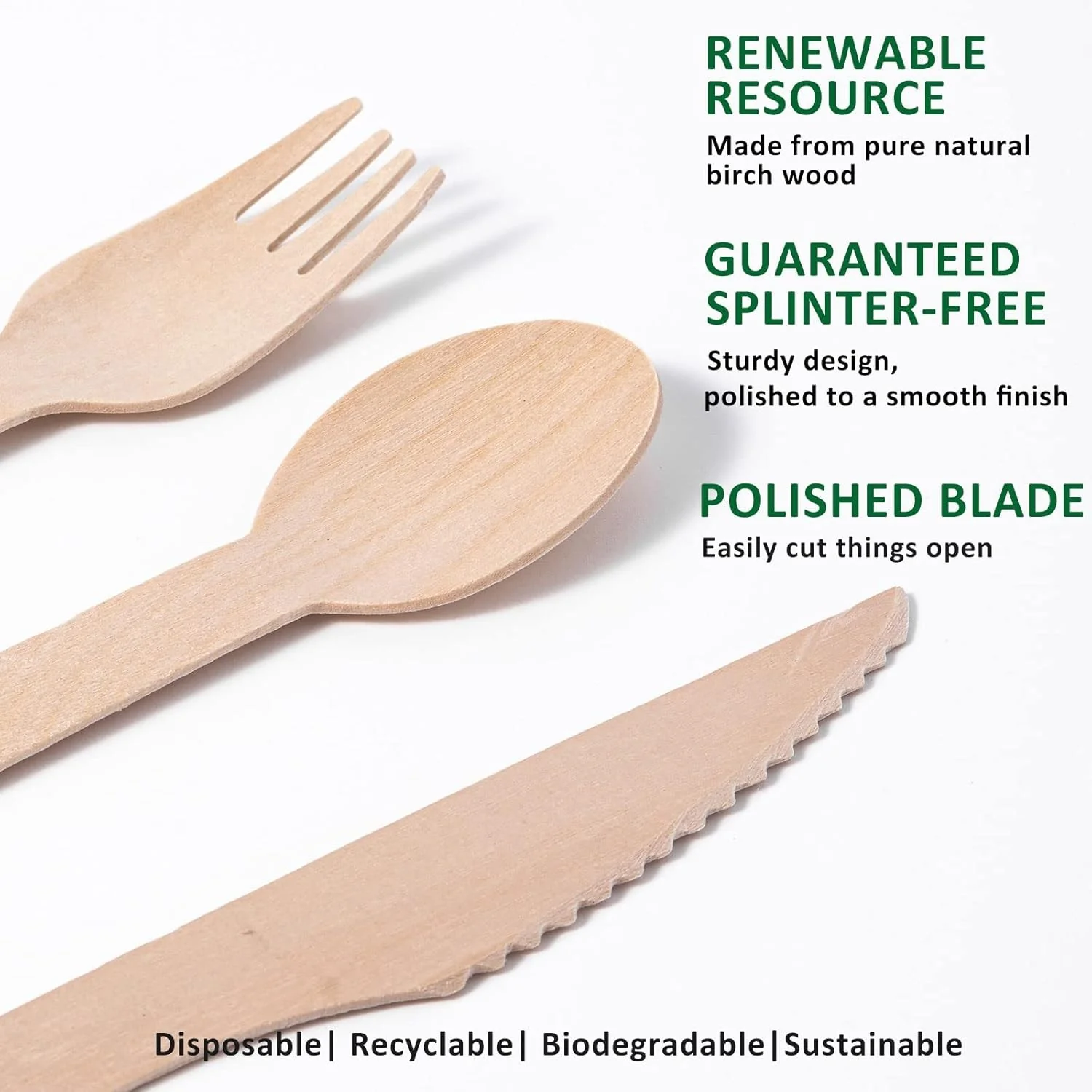 Eidsefe Eco-Friendly Disposable Wooden Forks 6.3" Pack of 100 - Image 4