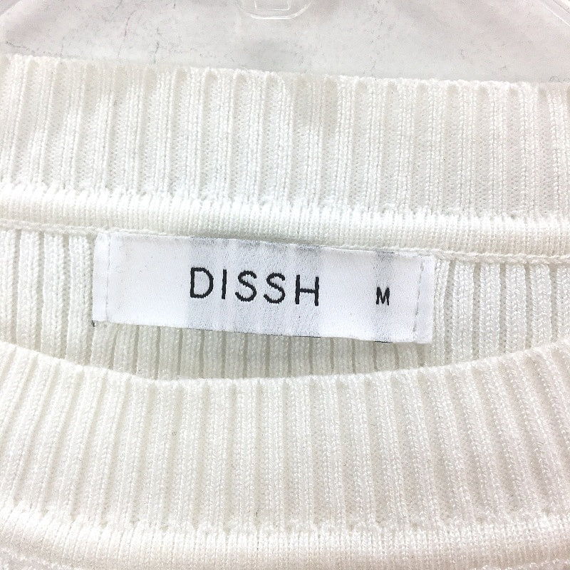 Dissh White Ribbed Knit Short Sleeve Stretch Cropped Top Ladies Size Medium - Image 3