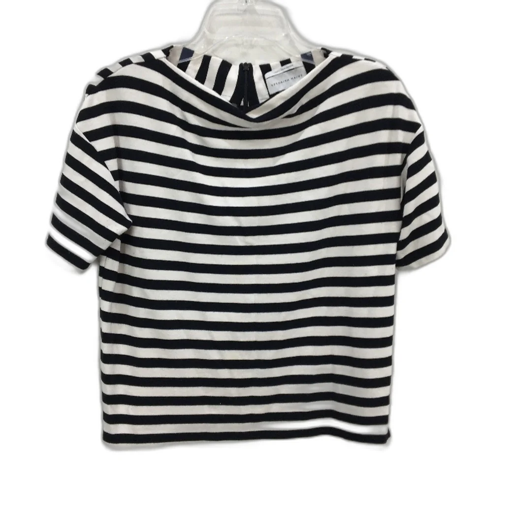 Veronika Maine Black & White Striped Straight Neck T-Shirt Top Ladies Size Small