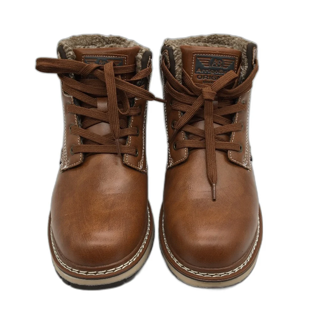 Arrigo Bello Brown Leather Look Fleece Lined Lace Up Boots Mens US 8 EU 41 NEW - Image 2