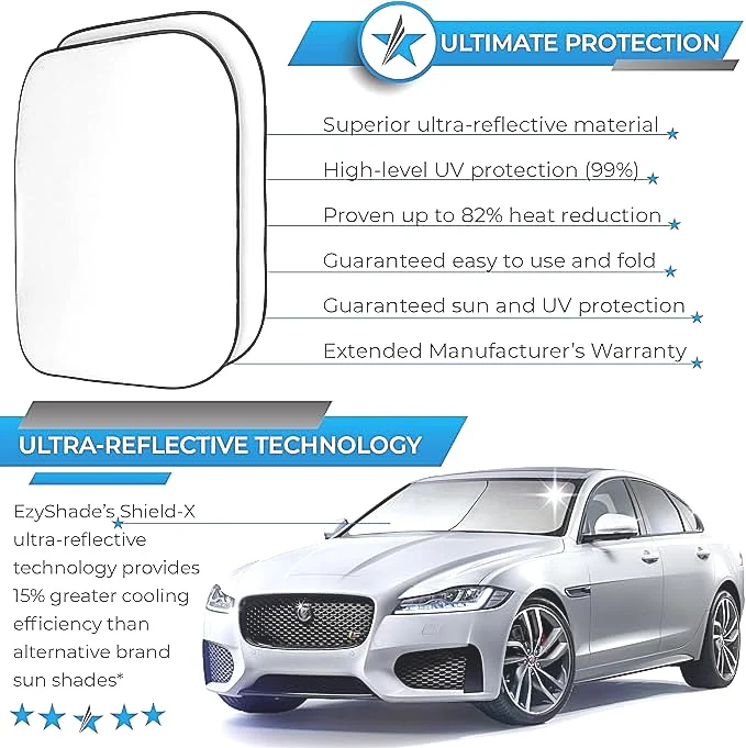 EzyShade 2pc Shield X Reflective Windshield Sun Shade Size Large 90x80cm DEMO - Image 2