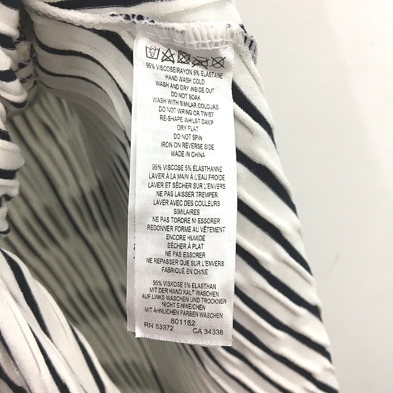 French Connection Button Detail Wrap White Navy Stripe Dress Ladies Size Medium - Image 5