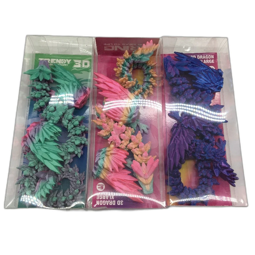 3D Printed Dino Dragon & Fidgets Chromatic Multicoloured Artwork 9 Pce Pack NEW - Image 2