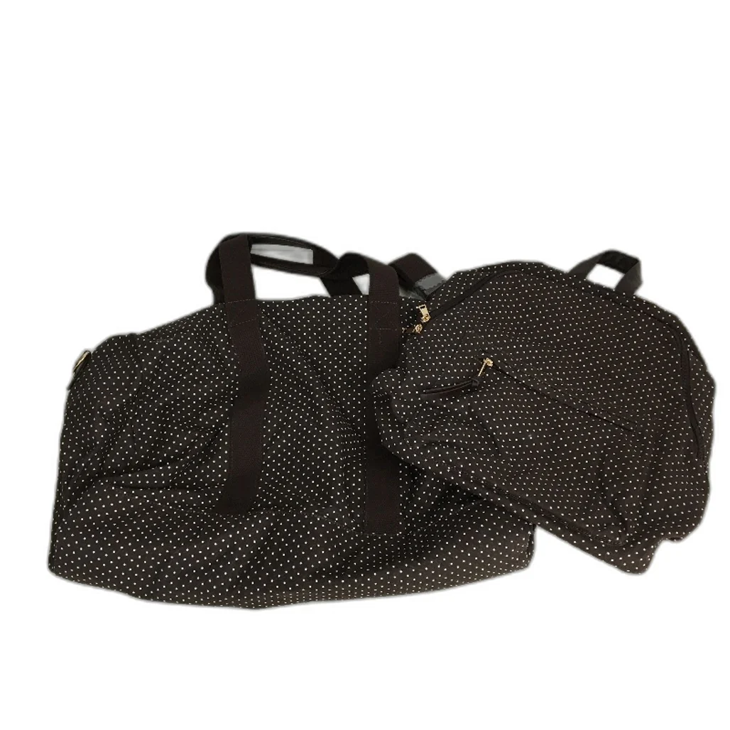 Chocolate Brown White Polka Dot Backpack & Duffle Bag Matching Set NEW