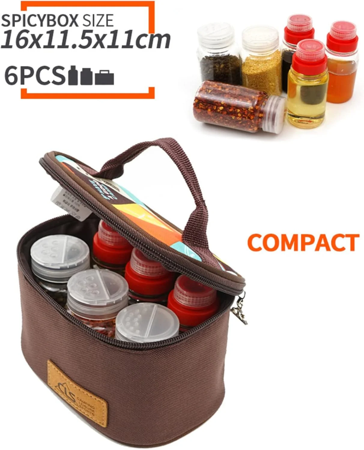 Joyeee Camping Spice Kit with 6 Plastic Bottles and Travel Bag - Image 2