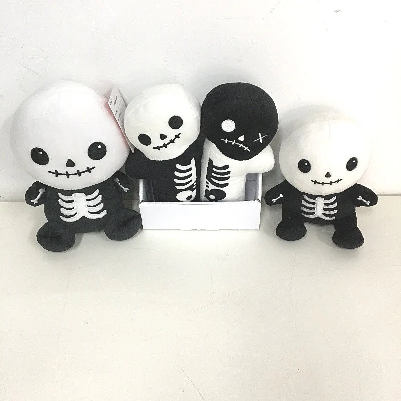 COLLECTABLE 5Pce Soft & Fluffy Skeleton Black White Themed Stuffed Toy Pack NEW - Image 3