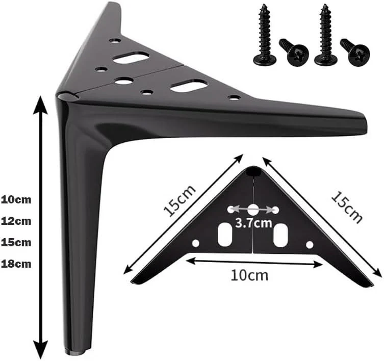 Anfower Modern Iron Furniture Leg Set of 4 Gray Diamond Feet for Cabinets - Image 3