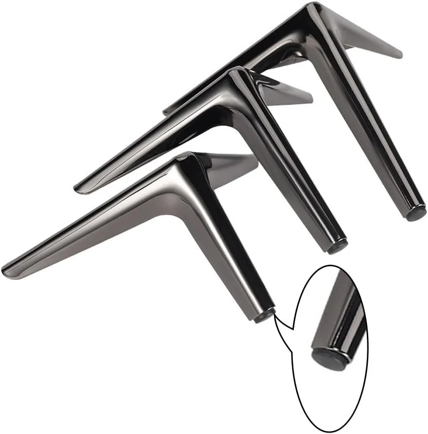Anfower Modern Iron Furniture Leg Set of 4 Gray Diamond Feet for Cabinets - Image 4