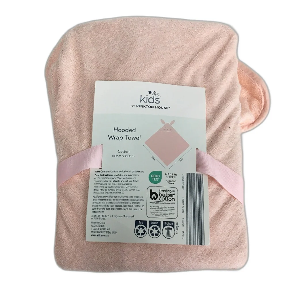 Kids By Kirkton House 2 Pack 100% Cotton Pink Rabbit Soft Hooded Wrap Towels NEW - Image 3