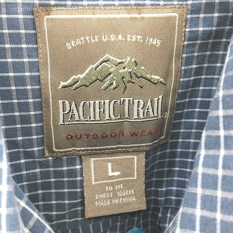 Pacific Trail 100% Cotton Blue Check Short Sleeve Button Up Shirt Mens Large - Image 3