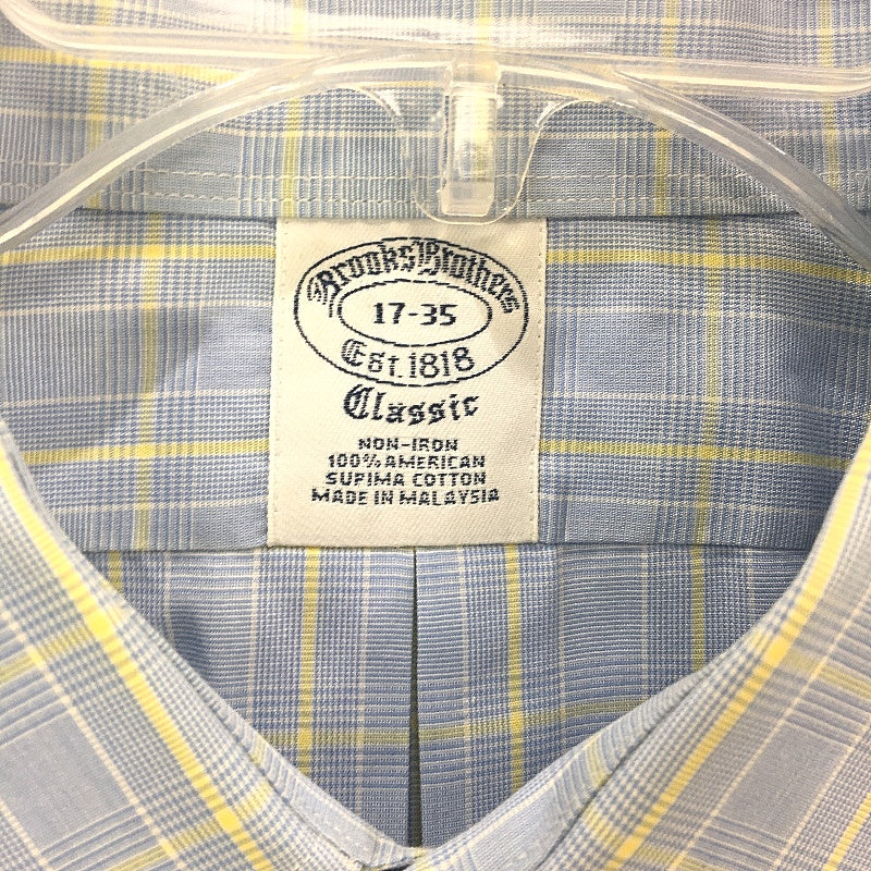 Brooks Brothers 100% Cotton Blue Check Long Sleeve Button Up Shirt Mens 17-35 - Image 3