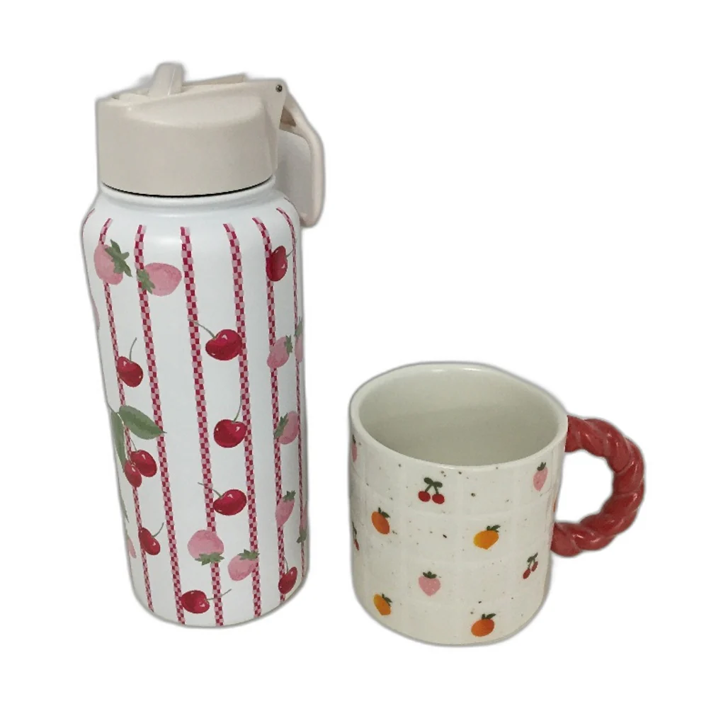 Fruit Salad Themed Drink Bottle, Lunch Bag, Ceramic Mug & 3 Tea Towel Set NEW - Image 7