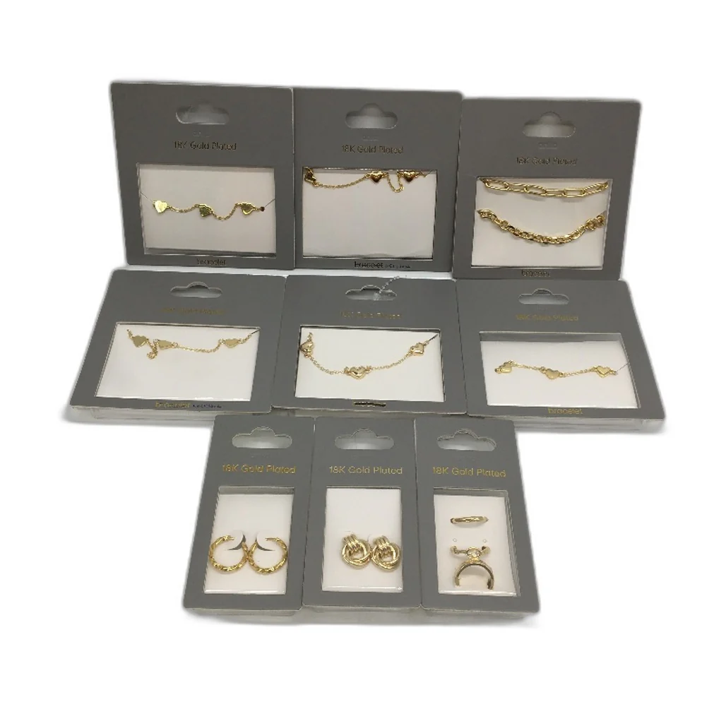 18K Gold Plated Sterling Silver Necklace Bracelet & Earring 9Pce Jewellery NEW