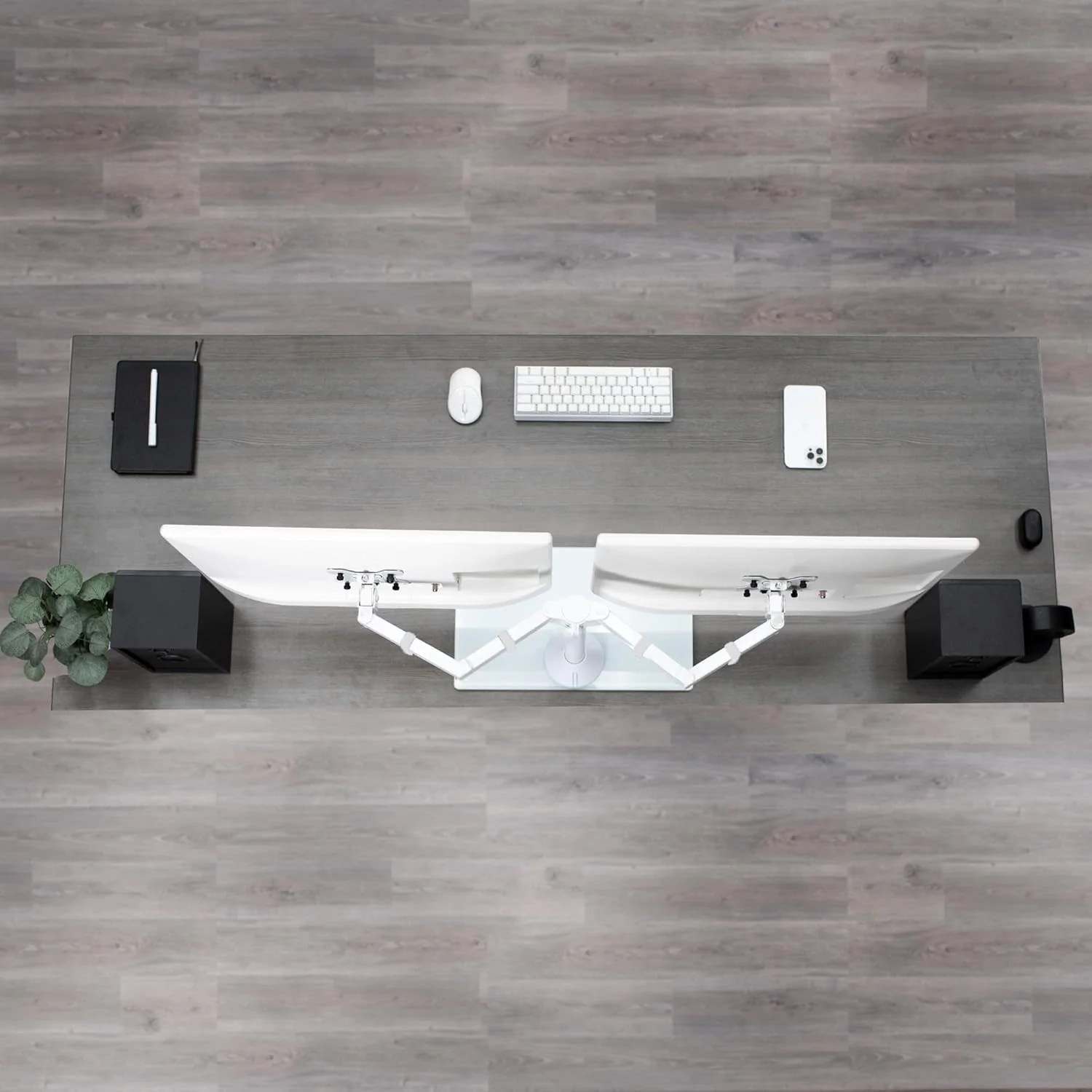 VIVO Freestanding Dual Monitor Stand with Glass Base for 2 Screens DEMO - Image 9