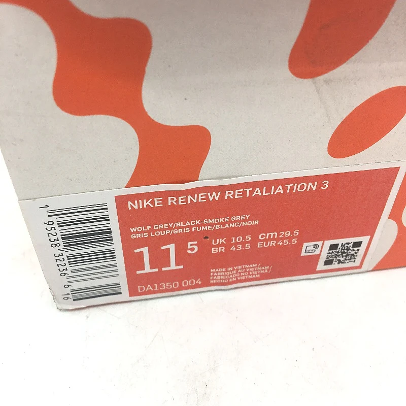 NIKE Renew Retaliation 3 Grey & Black Accent Sneakers Mens US11.5 EU45.5 NEW - Image 6