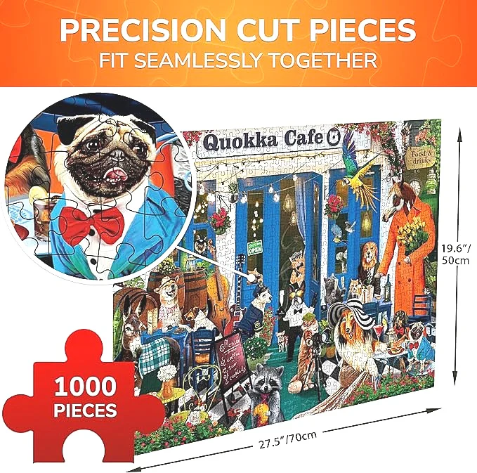 QUOKKA Funny Animals Cafe 1000 Piece Puzzle Jigsaw Ages 15+ SEALED NEW - Image 2
