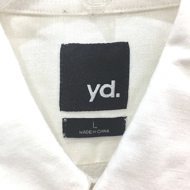 Yd. Cotton Linen Blend White Long Sleeve Resort Shirt Mens Size Large - Image 3