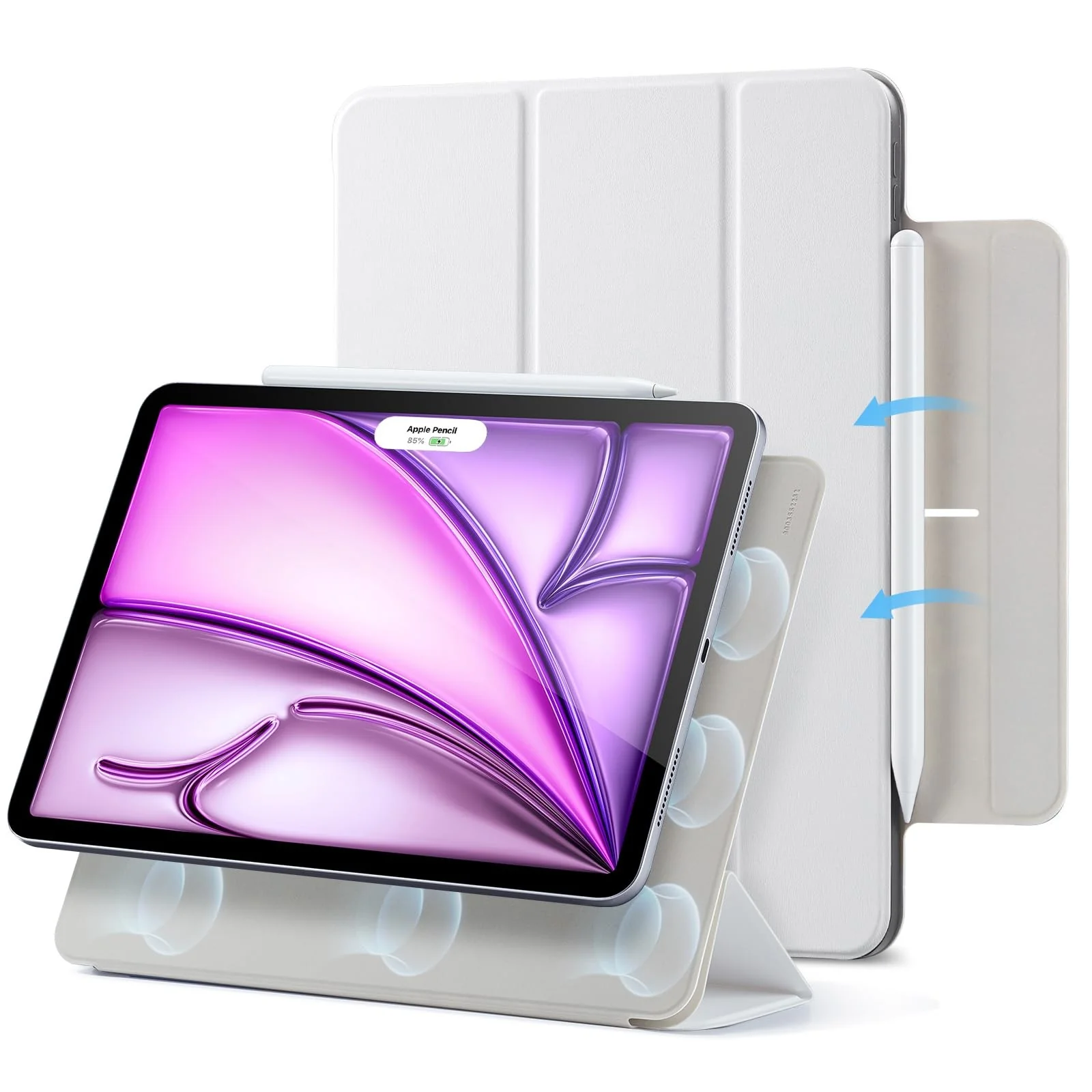 ESR iPad Air Pro Case 11" M4 2024 5th Gen White Slim Trifold Magnetic Case NEW