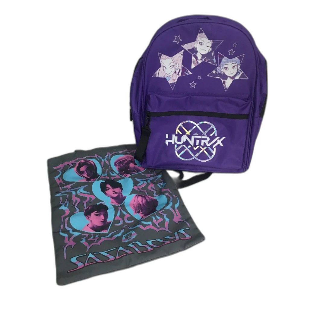 Netflix KPop Demon Hunters Huntrix Purple Backpack 40cm & Saja Boys Tote NEW