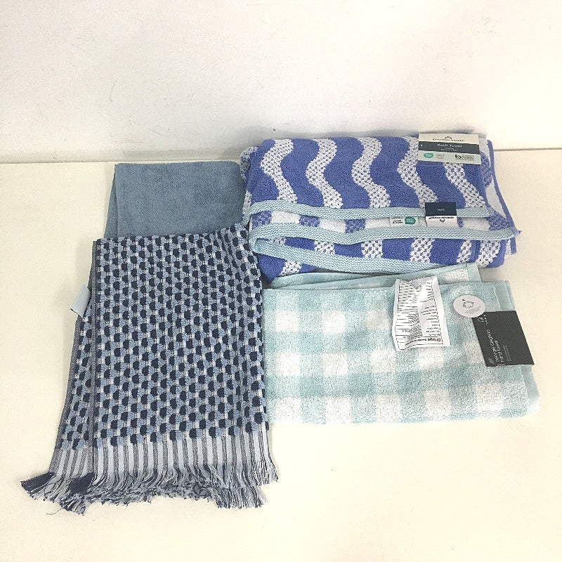 BULK LOT 100% Cotton BLUE Themed 9 Piece Beach & Bath & Hand Towel Pack NEW - Image 4