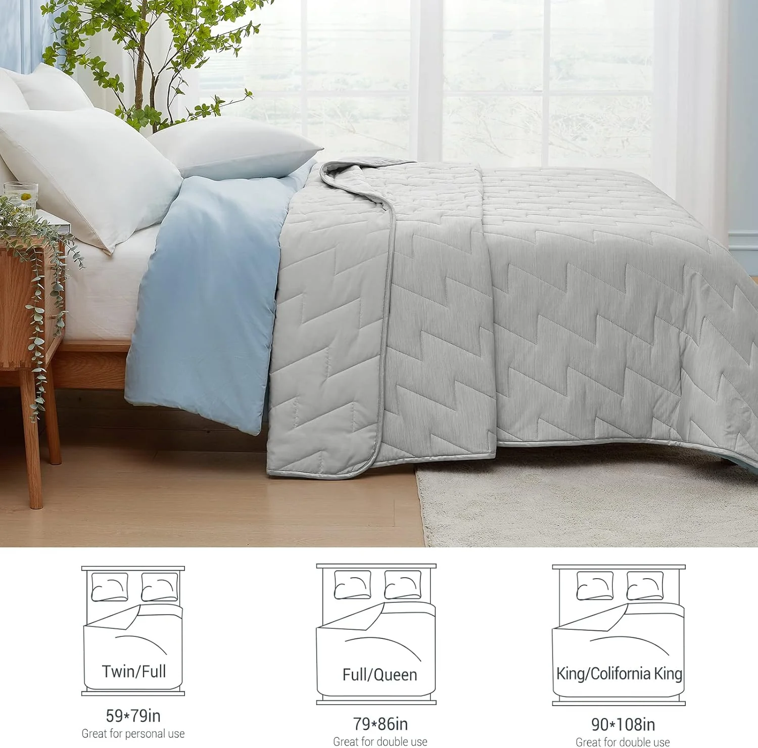 Elegear Cooling Comforter Light Grey Absorbs Body Heat to Keep Cool 150x200 NEW - Image 8