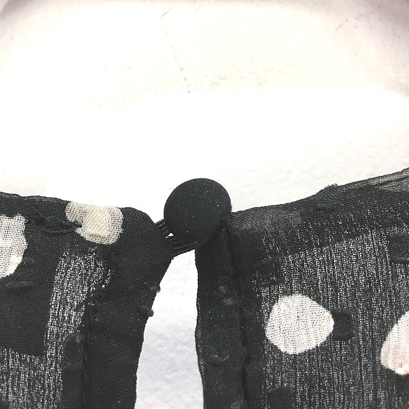 Sheer Frill Long Sleeve Black & White Polka Dot Blouse for Women | Size AU 8 | NEW - Image 3