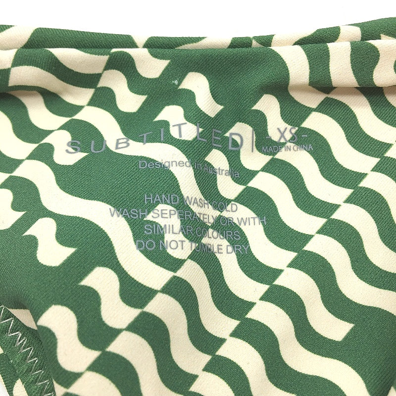 Subtitled 'Hali' Green White Bikini Bottom Triangular Thong Women Size XS NEW - Image 3