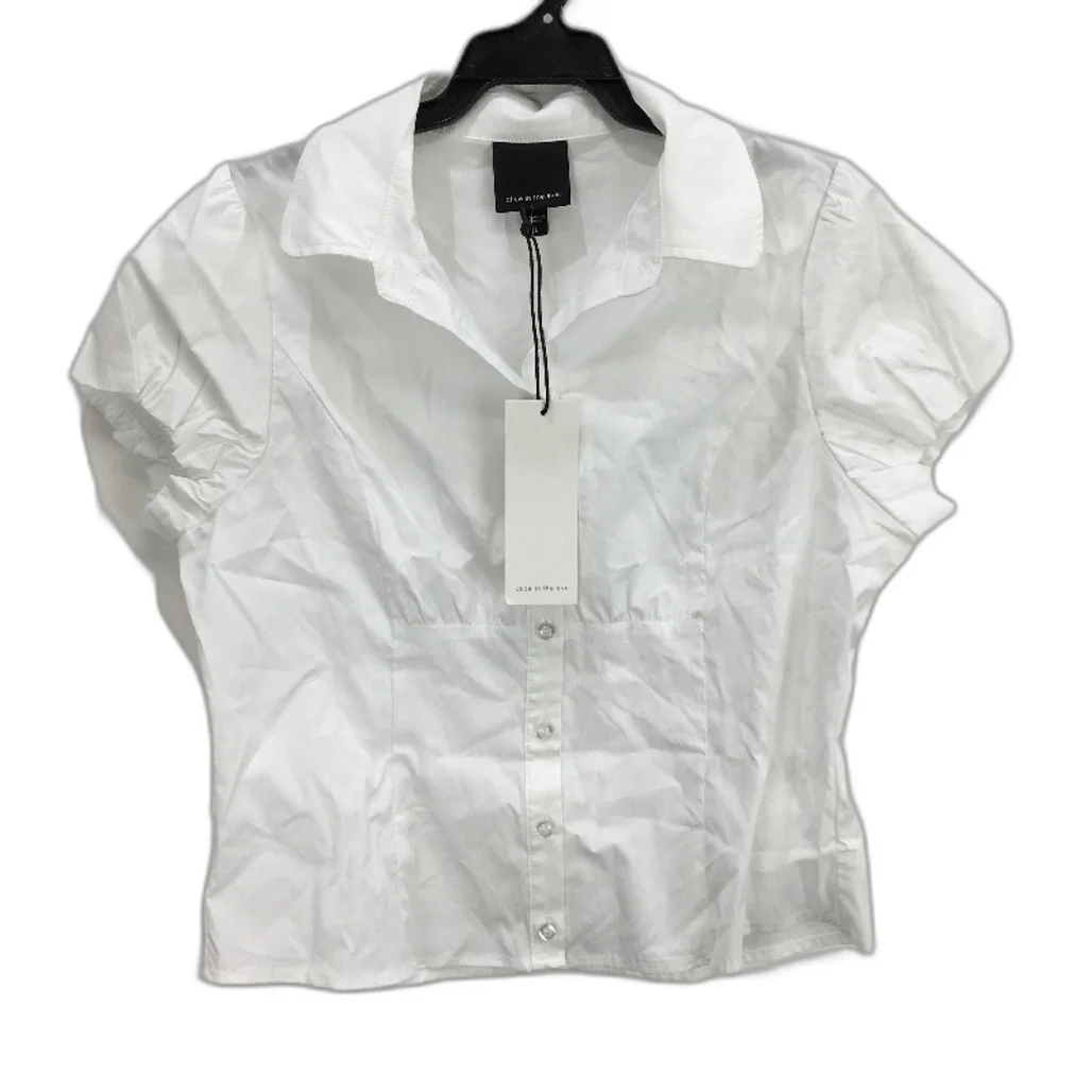 Alice In The Eve 'Monica' Button Down Short Sleeve Blouse Women Size L NEW