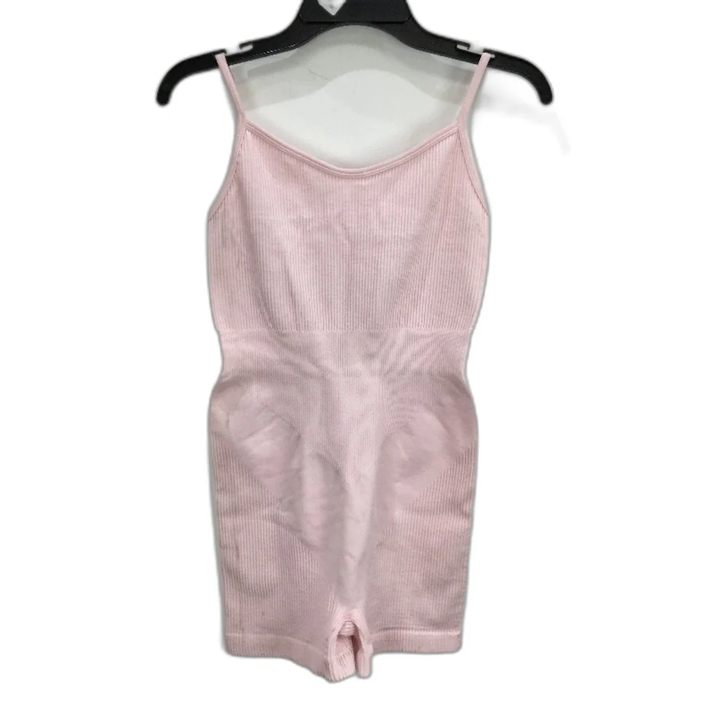 Subtitled Strappy Unitard Bodysuit Ribbed Pink Women Size M to L NEW