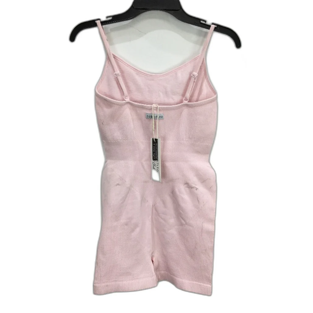 Subtitled Strappy Unitard Bodysuit Ribbed Pink Women Size M to L NEW - Image 2