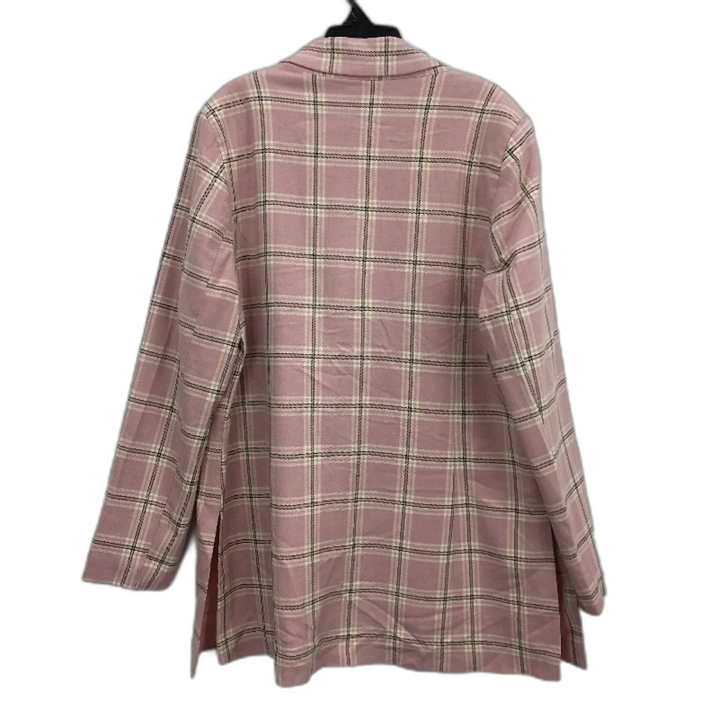 Together Pink Check Single Breasted Hook Lined Long Blazer Jacket Women size 14 - Image 2