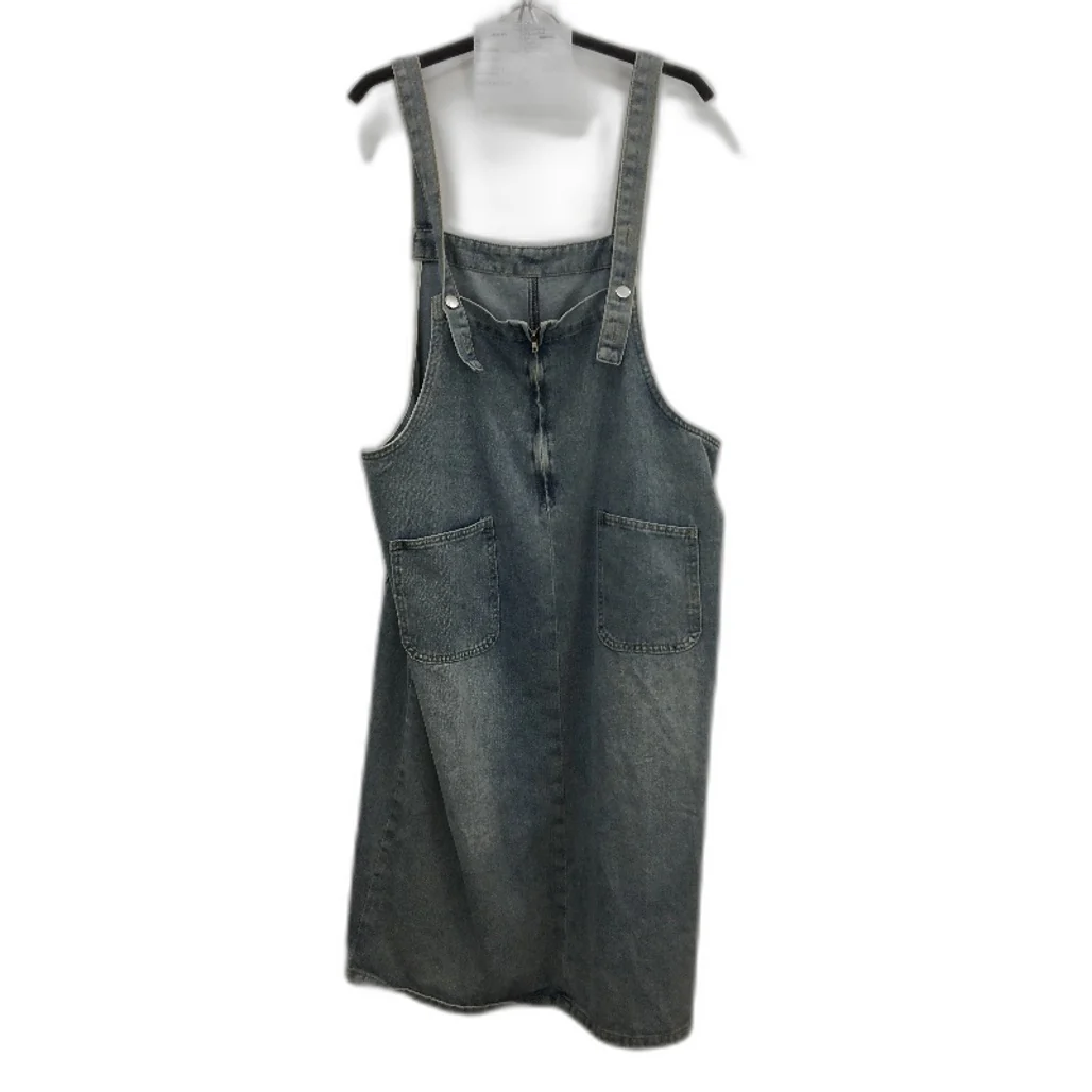 Unbranded Button Strap Blue Denim Casual Overall Zip Up Dress Women Size XL