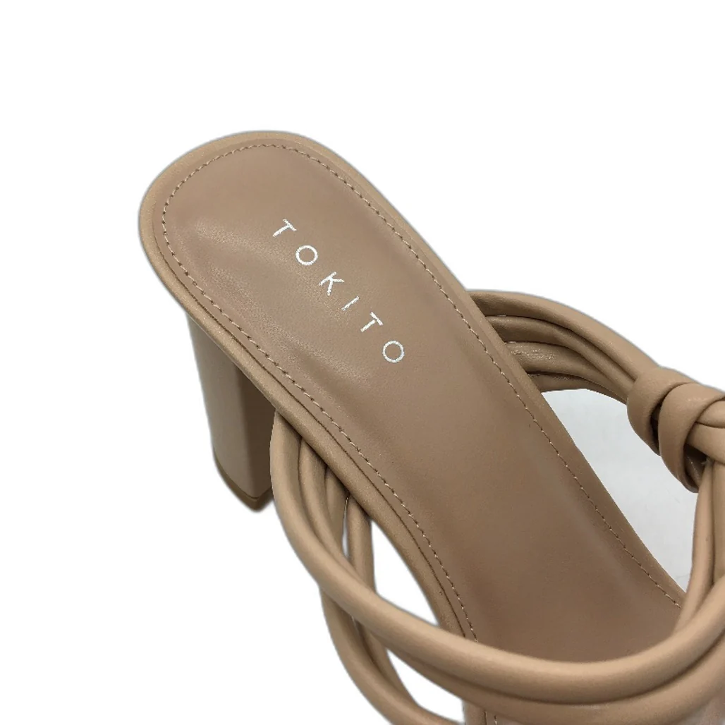 Tokito Winnie Nude Wide Heeled Knotted Slip On Sandal Ladies Size 9 SAMPLE NEW - Image 4