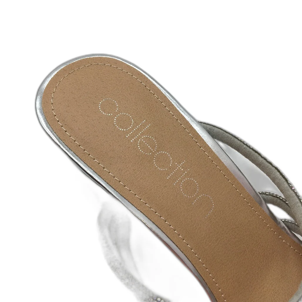Collection Myer Gemset Strappy Silver Mule Heels Ladies Size 9 SAMPLE NEW - Image 4