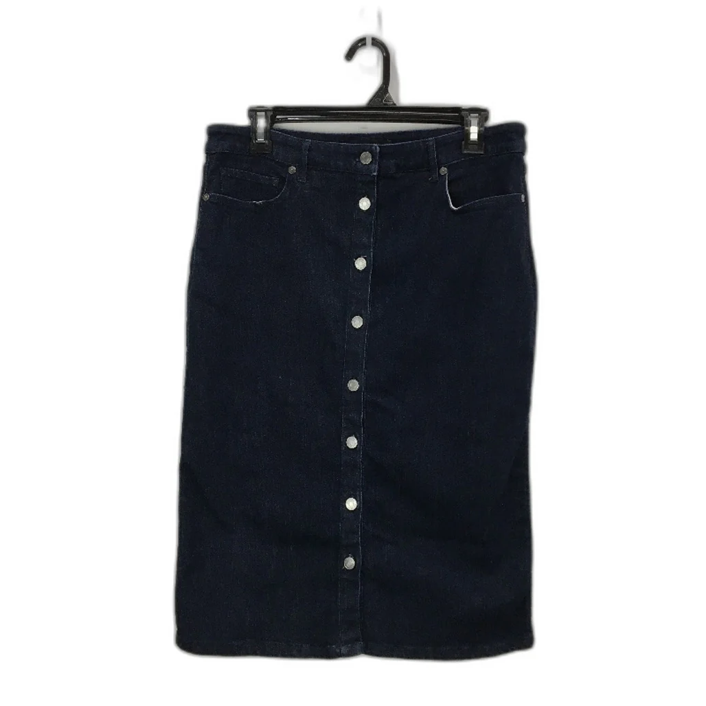 Banana Republic Navy Blue Midi Denim Skirt Button Up Ladies Size US 10