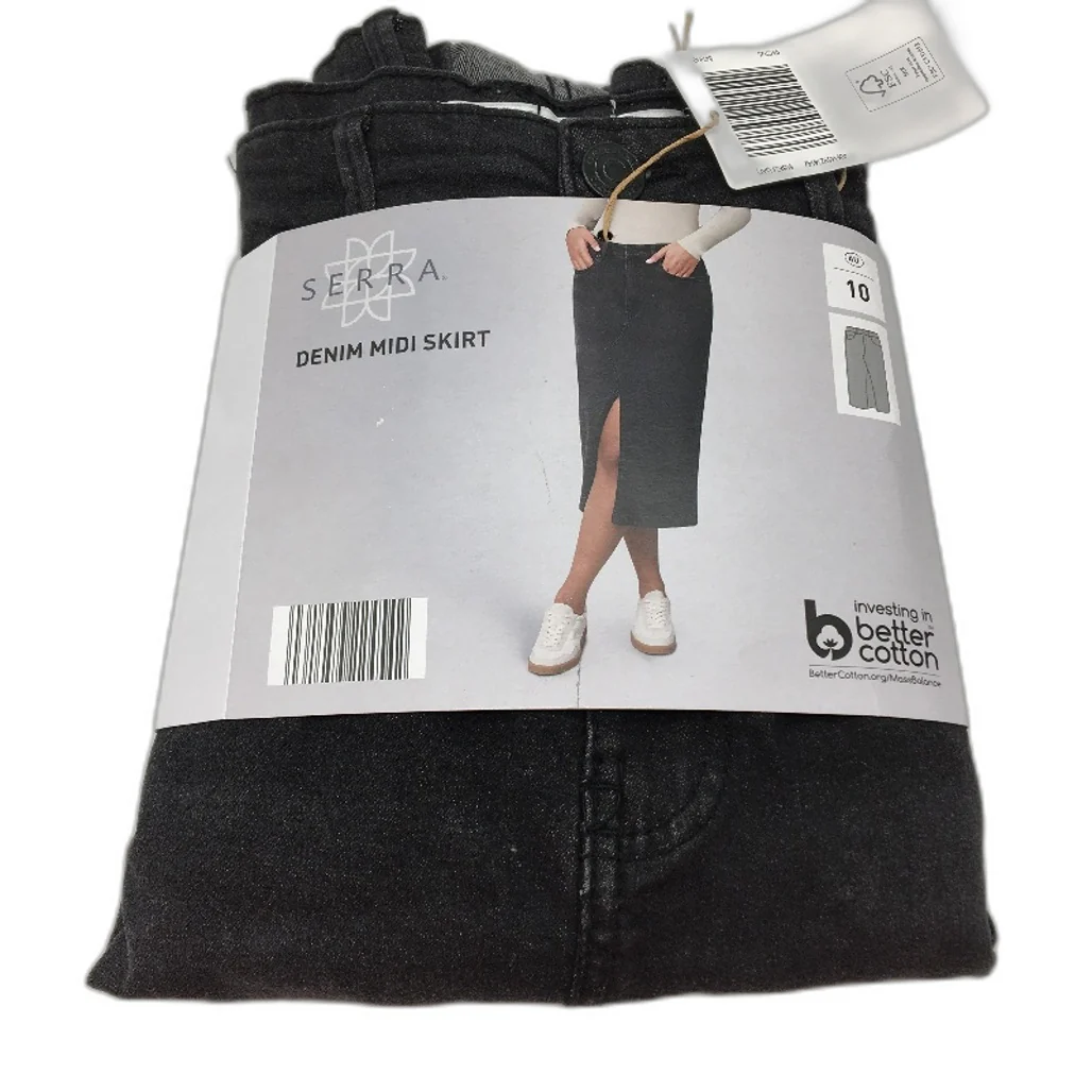 Serra Relaxed Fit Classic Midi Denim Front Split Skirt Ladies Size 10 NEW
