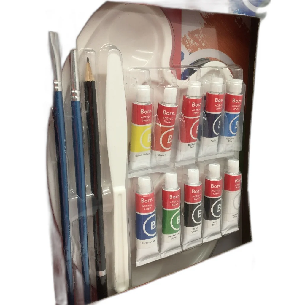 Born 16 Piece Acrylic Art Set With Brushes, Paint & More NEW - Image 4