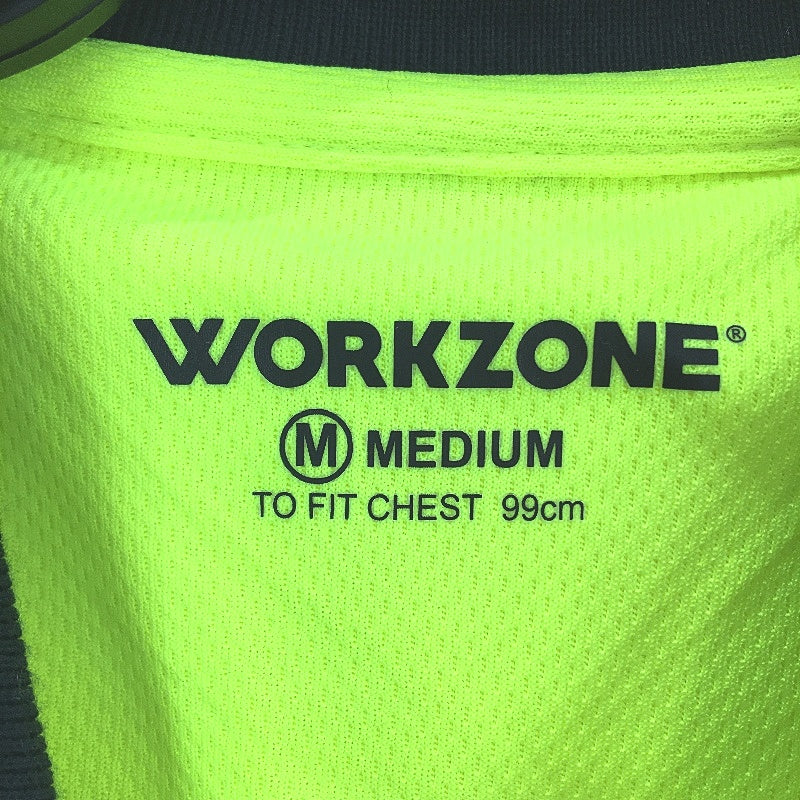 Workzone Green Hi-Vis Safety Collared Polo Long Sleeve Work Shirt Mens Sz M NEW - Image 3