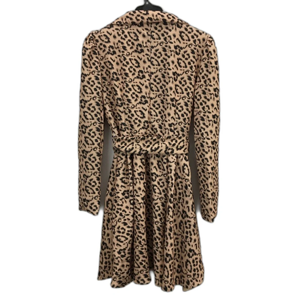 GELUOZUAN Single Button Leopard Long Sleeve Coat Dress With Belt Womens Size L - Image 2