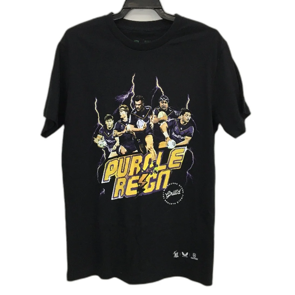 NRL Authentics 2021 Melbourne Storm Purple Reign Black T-Shirt Unisex Size M