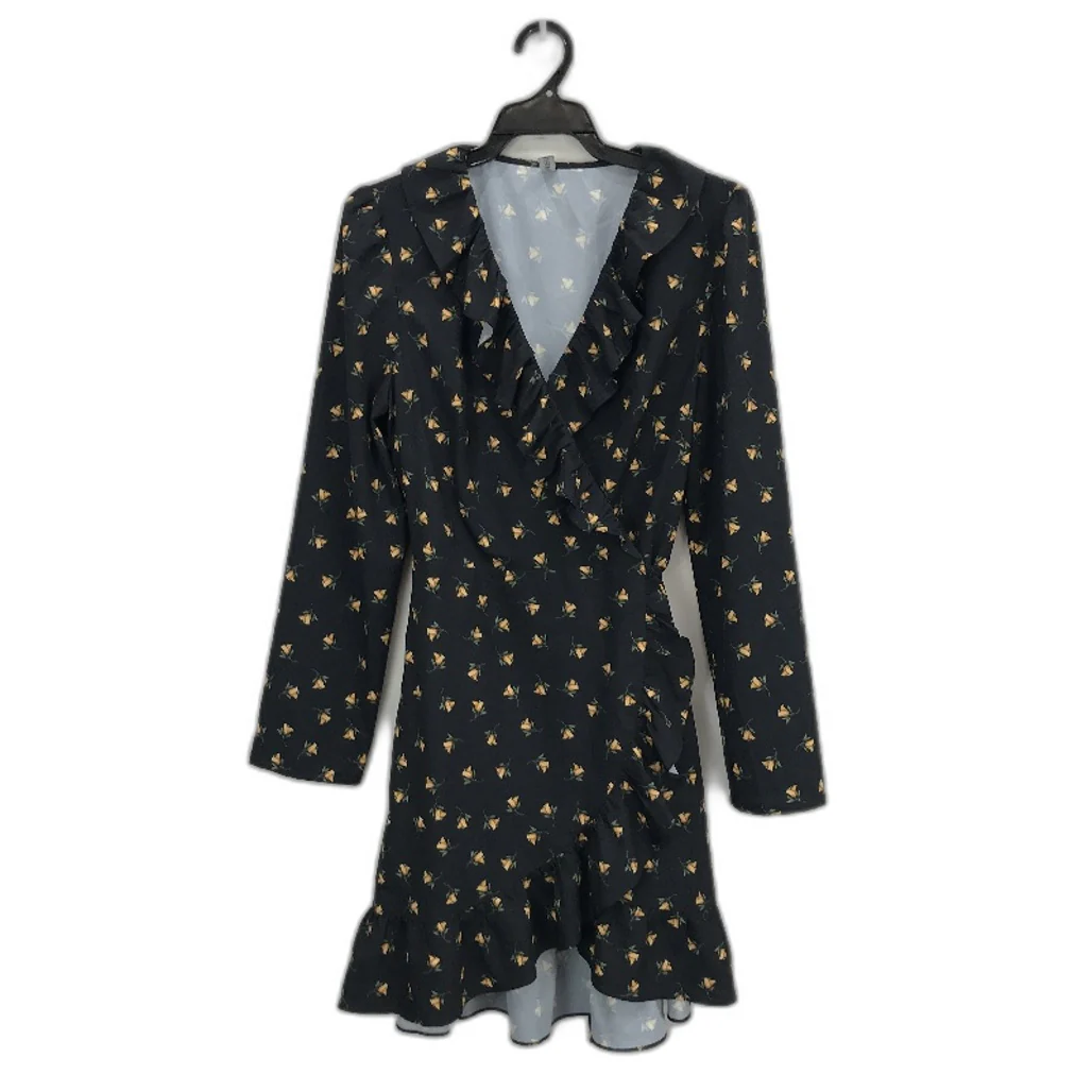 Forever New Black Floral Patterned Overshirt Tie Shirt Ladies Size AU 16