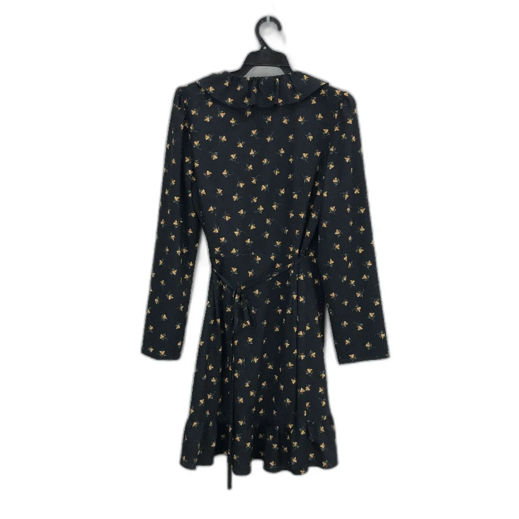 Forever New Black Floral Patterned Overshirt Tie Shirt Ladies Size AU 16 - Image 2