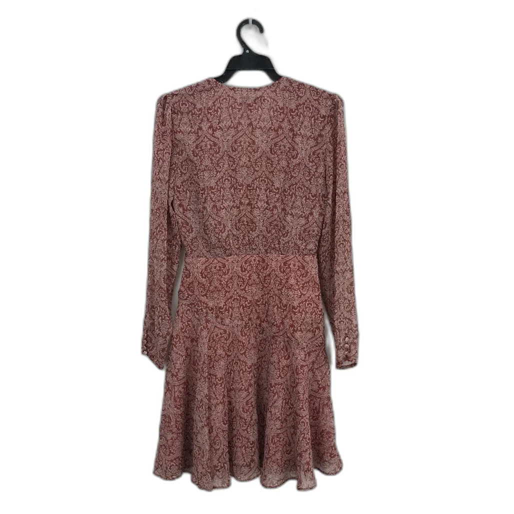 Ever New Dull Red Patterned Long Sleeve Cross Front Dress Ladies Size AU 6 NEW - Image 2