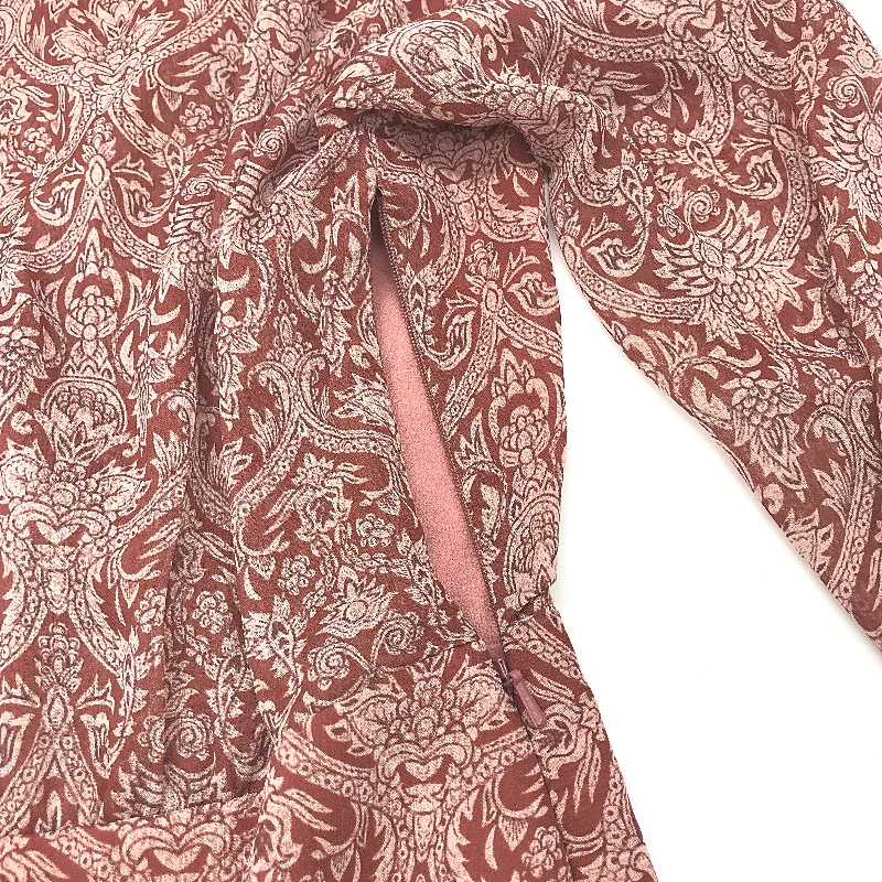 Ever New Dull Red Patterned Long Sleeve Cross Front Dress Ladies Size AU 6 NEW - Image 7