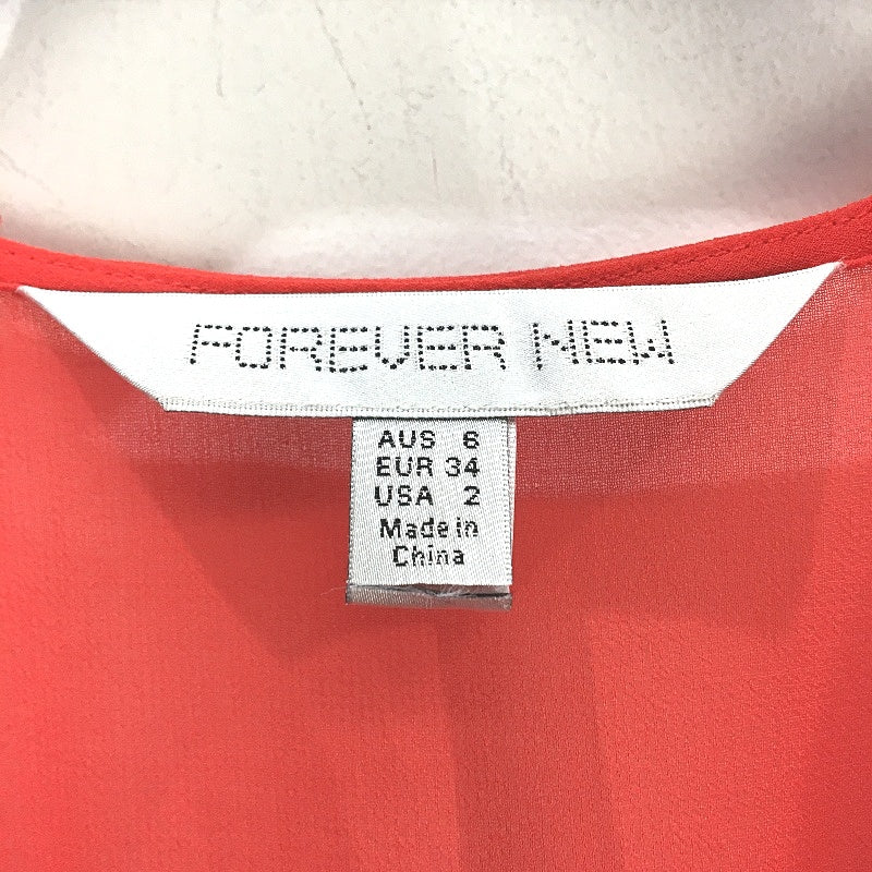 Forever New Red Crossover Belted Wrap-Tie Ruffled Midi Dress Ladies Size AU 6 - Image 4