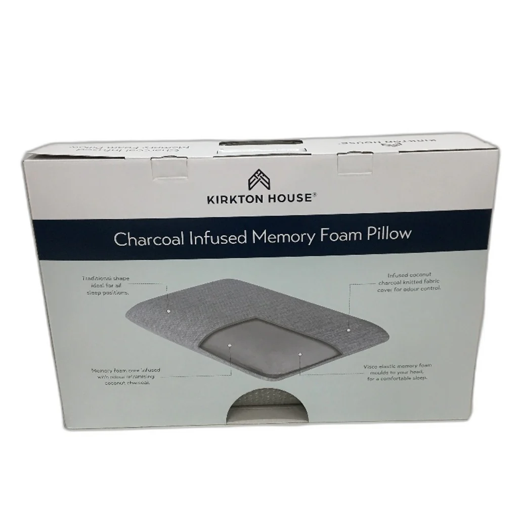 Kirkton House Traditional Shape Grey Charcoal Infused Memory Foam Pillow NEW - Image 3