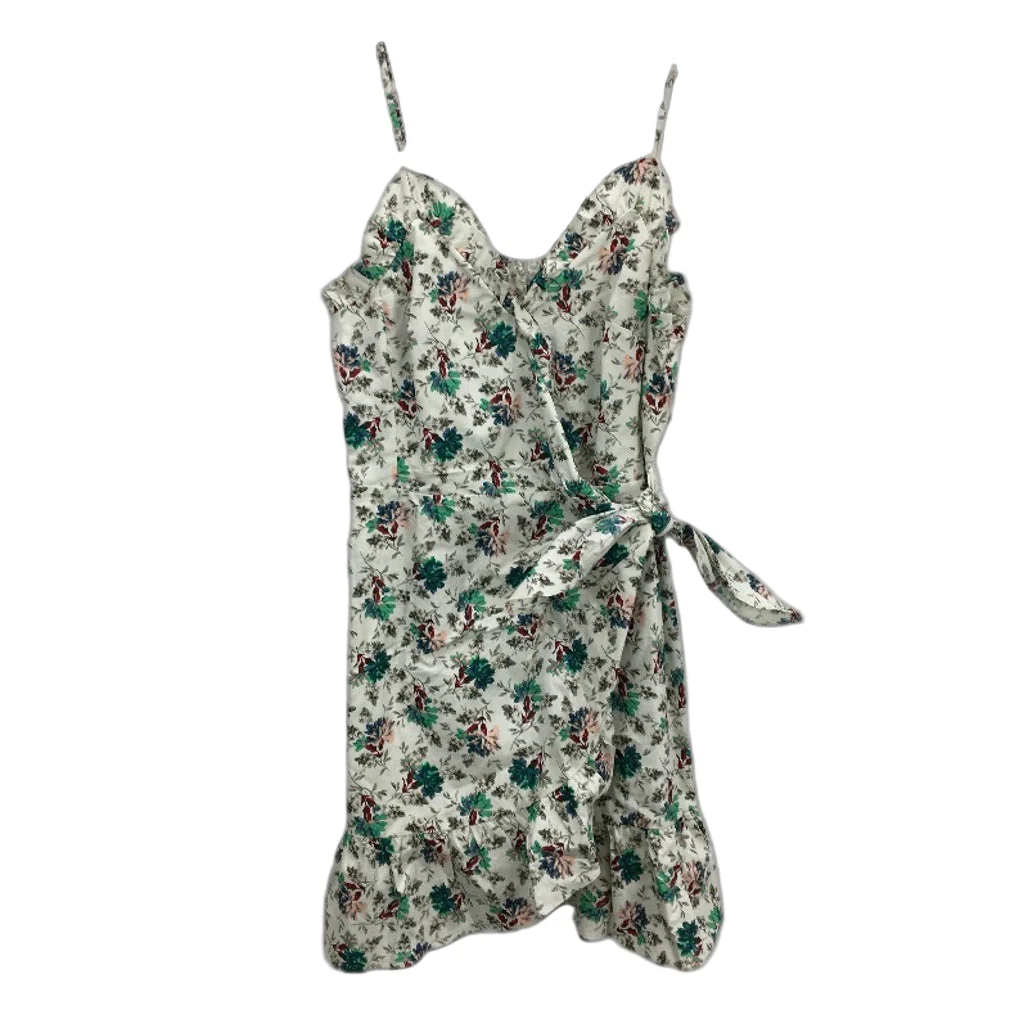 Rebecca Taylor Floral Tie Waist Zip-Back Ruffled Mini Dress Ladies Size AU 6