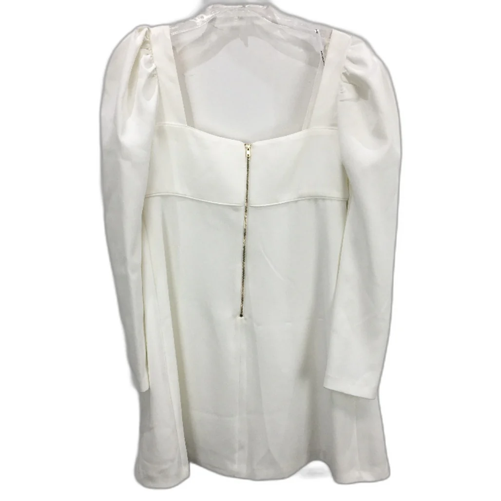 Forever New White Long Sleeve Flowy Zip-Back Mini Dress Ladies Size M/L - Image 2