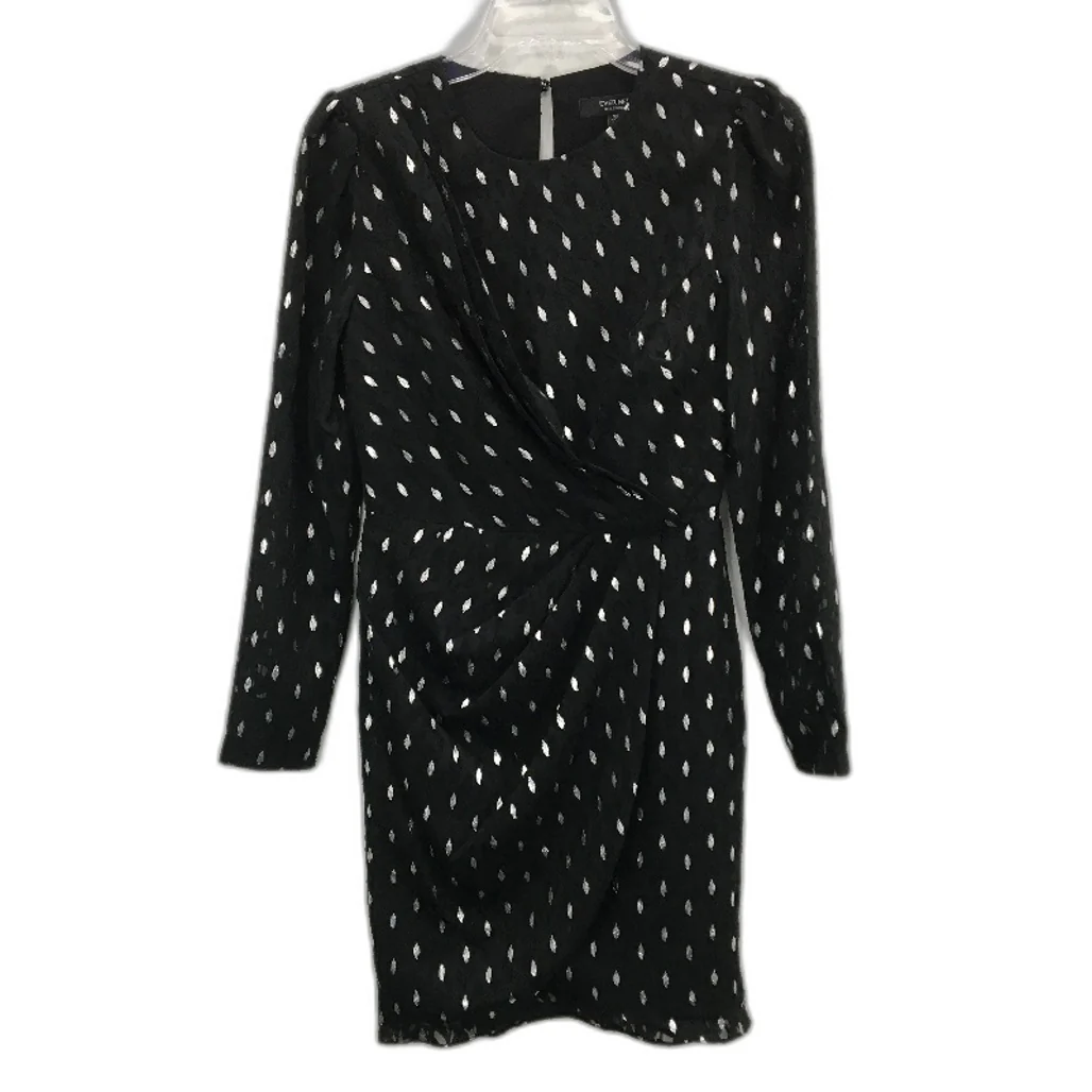 Forever New Black Patterned Long Sleeve Crossed Mini Dress Ladies Size AU 6 NEW