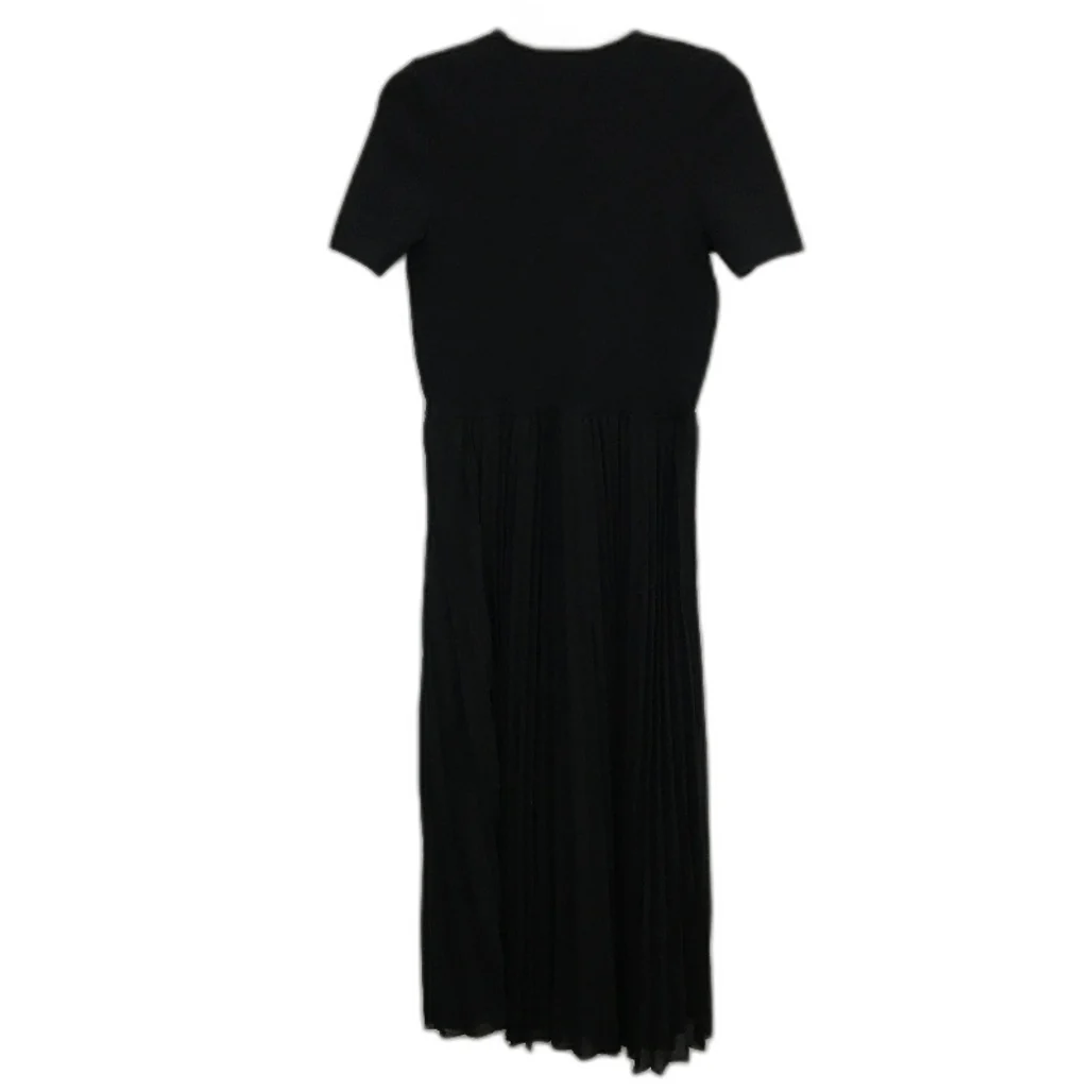 Portmans Anita Pleated Shortsleeve Black Midi Dress Ladies Size AU 10 NEW - Image 2
